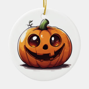 Niedliches, geschnitztes Halloween-Kürbis-Cartoon- Keramik Ornament