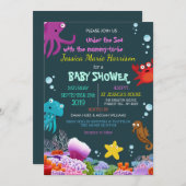 Niedliches Geschöpf unter dem Seeozean-Baby-Dusche Einladung (Vorne/Hinten)