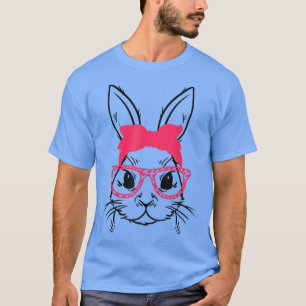 Niedliches Gesicht Bunny Rabbit Brillen Bandana Ha T-Shirt