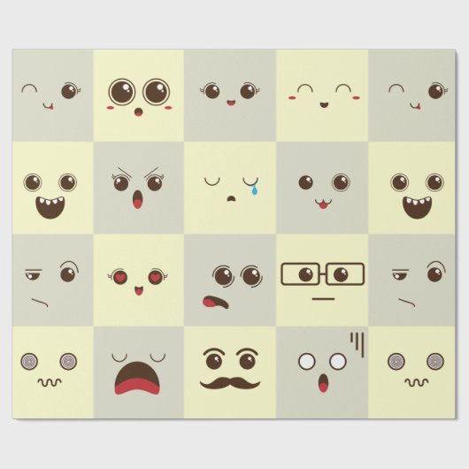 Niedliches Gesicht Geschenkpapier (Flach)