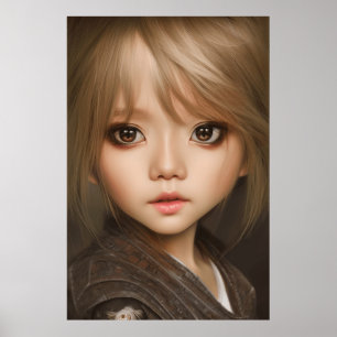 Niedliches Gesicht große Augen Kleinkind Mädchen J Poster