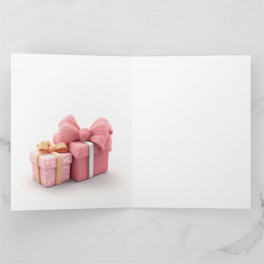 Niedliches Gesicht, Hirsche in rosa Kleid mit Blum Karte (Innenseite)