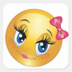 Niedliches Gesicht mit Bogen Quadratischer Aufkleber