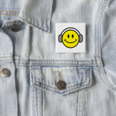 niedliches Gesicht mit Kopfhörern Button (Beispiel)