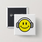 niedliches Gesicht mit Kopfhörern Button (Vorne & Hinten)