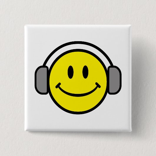 niedliches Gesicht mit Kopfhörern Button (Vorderseite)