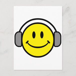 niedliches Gesicht mit Kopfhörern Postkarte