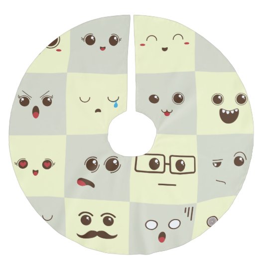 Niedliches Gesicht Polyester Weihnachtsbaumdecke (Vorderseite)