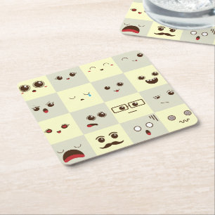 Niedliches Gesicht Rechteckiger Pappuntersetzer