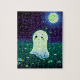 Niedliches Gespenst durch Mondlicht Puzzle