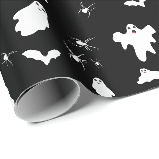 Niedliches Gespenst, Fledermäuse & Spieglein Hallo Geschenkpapier (Rolleneckpunkt)