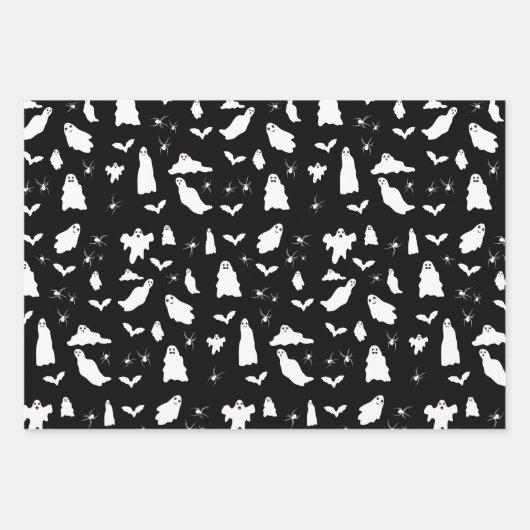 Niedliches Gespenst, Fledermäuse & Spieglein Hallo Geschenkpapier Set (Vorderseite 2)