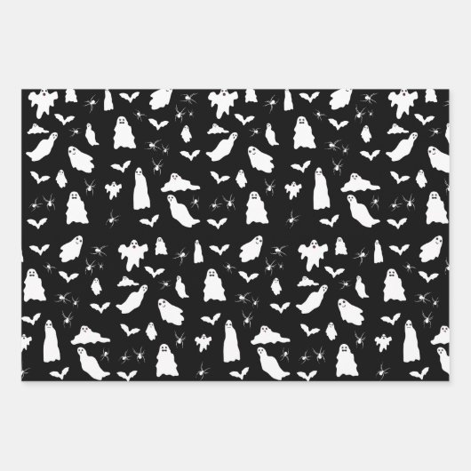 Niedliches Gespenst, Fledermäuse & Spieglein Hallo Geschenkpapier Set (Vorderseite)