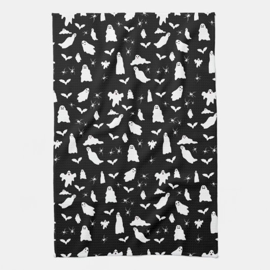 Niedliches Gespenst, Fledermäuse & Spieglein Hallo Geschirrtuch (Vertikal)