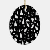 Niedliches Gespenst, Fledermäuse & Spieglein Hallo Keramik Ornament (Rechts)