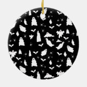Niedliches Gespenst, Fledermäuse & Spieglein Hallo Keramik Ornament (Hinten)