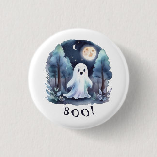 Niedliches Gespenst Geist im Wald Halloween Button
