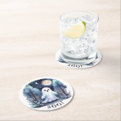 Niedliches Gespenst Geist im Wald Halloween Runder Pappuntersetzer (Vor Ort)