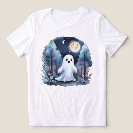 Niedliches Gespenst Geist im Wald Longsleeve  Tri-Blend Shirt (Design Vorderseite)