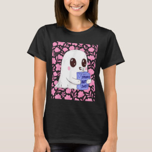 Niedliches Gespenst mit blühendem Halloween T-Shirt