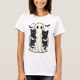 Niedliches Gespenst mit schwarzem KatzenHalloween, T-Shirt