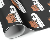 Niedliches Gespenst mit Taschentrick oder Behandlu Geschenkpapier (Rolleneckpunkt)