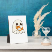 Niedliches Gespenst und Katze, Halloween Classic T Fotoplatte (Seite)