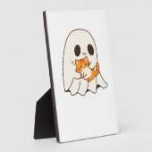 Niedliches Gespenst und Katze, Halloween Classic T Fotoplatte (Seite)