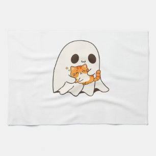 Niedliches Gespenst und Katze, Halloween Classic T Geschirrtuch