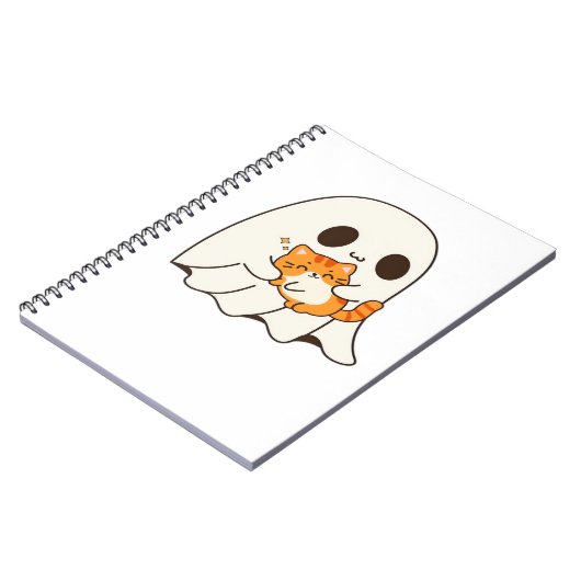 Niedliches Gespenst und Katze, Halloween Classic T Notizblock (Linke Seite)