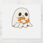 Niedliches Gespenst und Katze, Halloween Classic T Schaumweinetikett (Einzelnes Label)