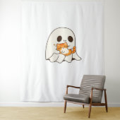 Niedliches Gespenst und Katze, Halloween Classic T Wandteppich (Beispiel)