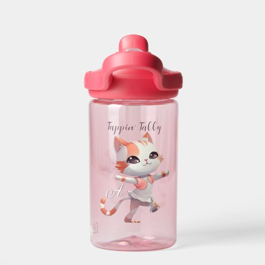 Niedliches Gestochen Tanztabellenkatze Trinkflasche (Rückseite)