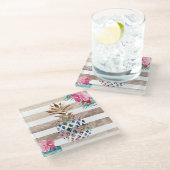 Niedliches, gestreiftes Ananas Glasuntersetzer (Schrägansicht)