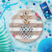 Niedliches, gestreiftes Ananas Pappteller (Party)