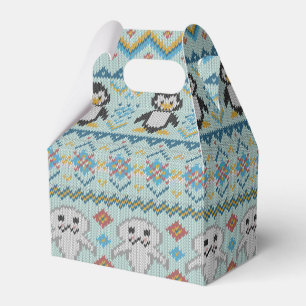 Niedliches gestricktes Penguin-und Siegel-Muster Geschenkschachtel