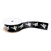 Niedliches Ghost Black und White Halloween Geschen Satinband (Spule)