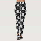 Niedliches Ghost-Block Schwarz-weißes Druckdesign- Leggings (Rückseite)
