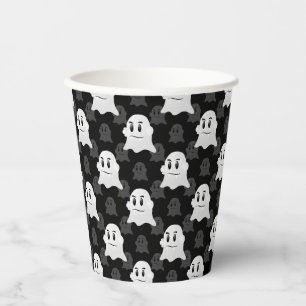 Niedliches Ghost-Block Schwarz-weißes Druckdesign- Pappbecher
