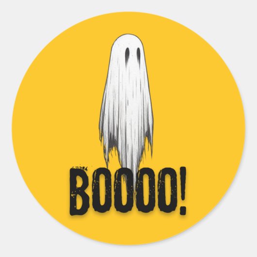 Niedliches Ghost "Boooo!" Halloween Runder Aufkleber (Vorderseite)