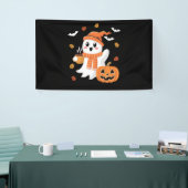 Niedliches Ghost Drink Eiskaffee Halloween Banner (Messeveranstaltung)