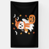 Niedliches Ghost Drink Eiskaffee Halloween Banner (Vertikal)
