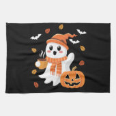 Niedliches Ghost Drink Eiskaffee Halloween Geschirrtuch (Horizontal)