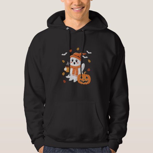 Niedliches Ghost Drink Eiskaffee Halloween Hoodie (Vorderseite)