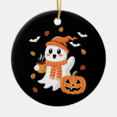 Niedliches Ghost Drink Eiskaffee Halloween Keramik Ornament (Vorne)