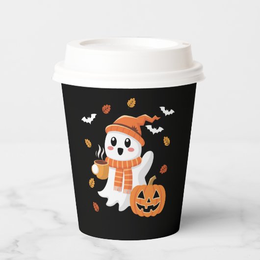 Niedliches Ghost Drink Eiskaffee Halloween Pappbecher (Vorderseite)