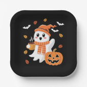 Niedliches Ghost Drink Eiskaffee Halloween Pappteller (Vorderseite)