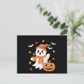 Niedliches Ghost Drink Eiskaffee Halloween Postkarte (Stehend Vorderseite)