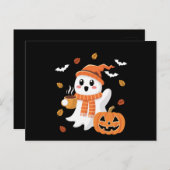 Niedliches Ghost Drink Eiskaffee Halloween Postkarte (Vorne/Hinten)