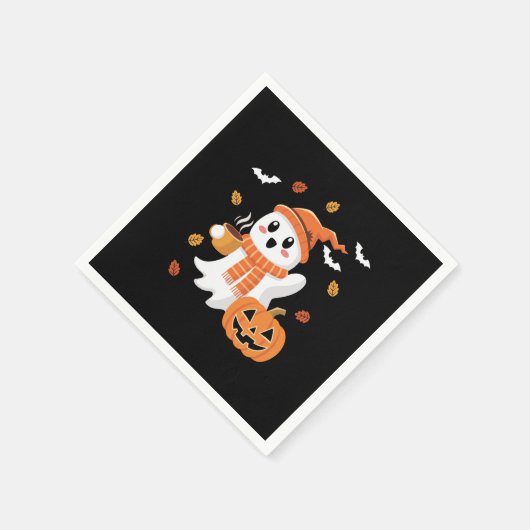 Niedliches Ghost Drink Eiskaffee Halloween Serviette (Ecke)
